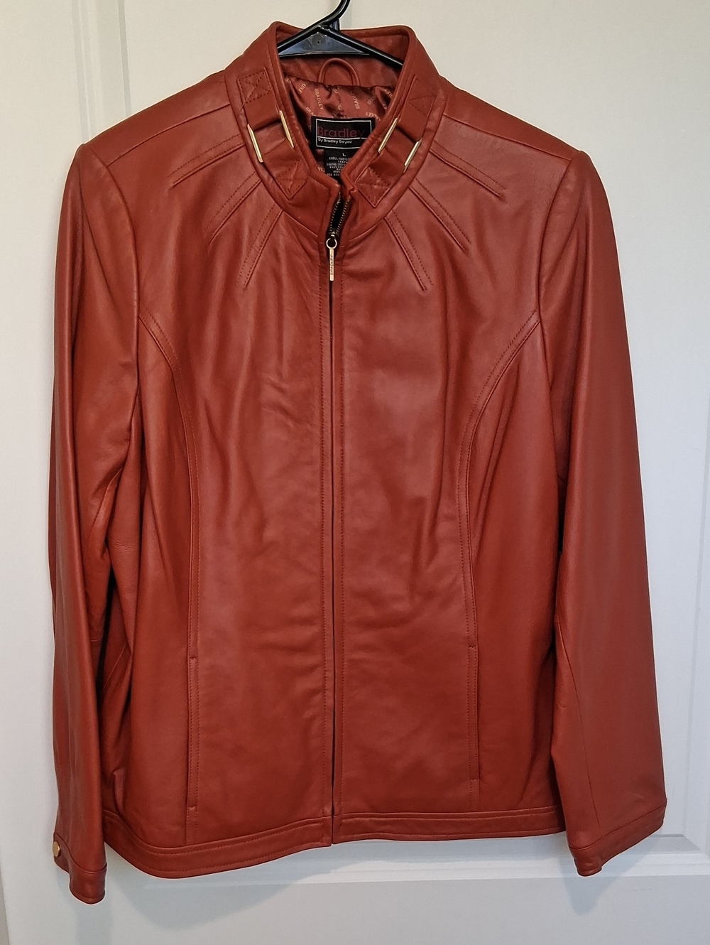 Womens Bradley By Bradley Bayou Leather Zip-Front Jacket